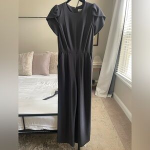 Elegant Grey Puff Sleeve Jumpsuit